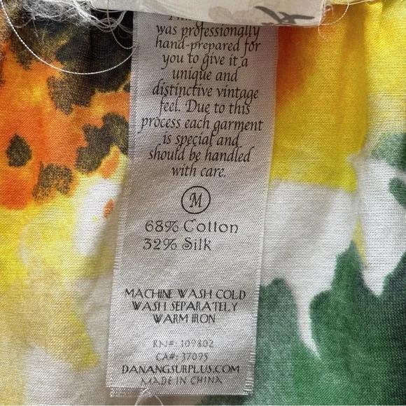 Da-Nang Silk Floral Button Front Sleeveless Blouse Medium - Picture 5 of 6